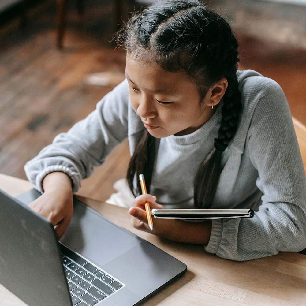 Child using a laptop